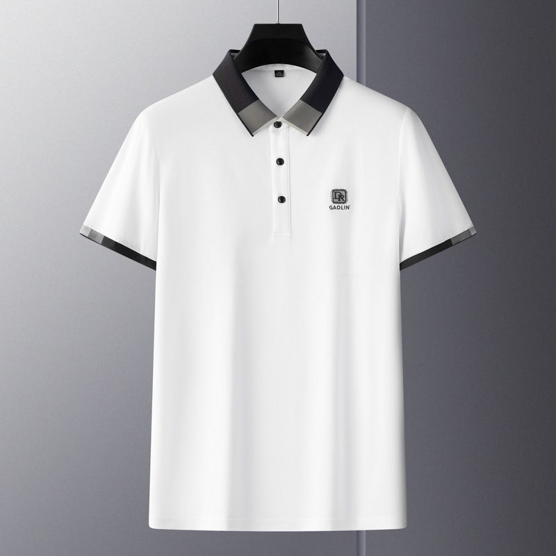 Nuevo Polo guapo de los hombres de verano que cose la Camiseta de algodón mercerizado de los hombres de moda flojos cómodos guapos