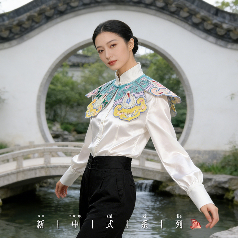 Light Luxury Cloud Shoulder Shawl, New Chinese Style National Style Shawl, Women's Hanfu Top Decoration, Fake Collar, Fashionable and Versatile, New Spring and Autumn Style
