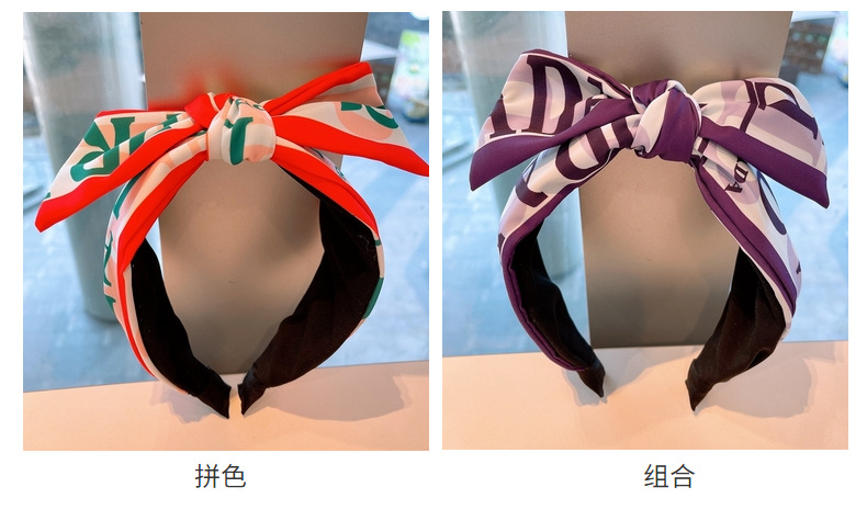 Retro Big Bow Printing Headband display picture 19