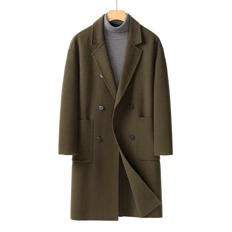 58178 wool overcoat mid-length over-the-knee high-end double-breasted Nizi trench coat high-end double-sided cashmere coat