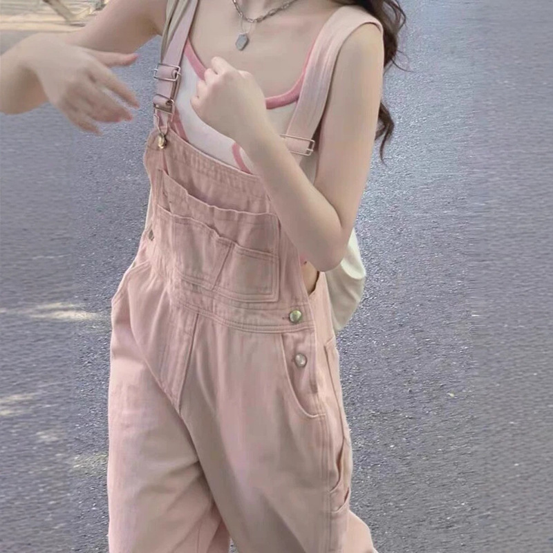 Pink Denim Overalls for Women, 2026 Spring/Summer New Style, Age-Reducing and Slimming, Petite Workwear Jumpsuit Pink Denim Overalls for Women, 2026 Spring/Summer New Style, Age-Reducing and Slimming, Petite Workwear Jumpsuit