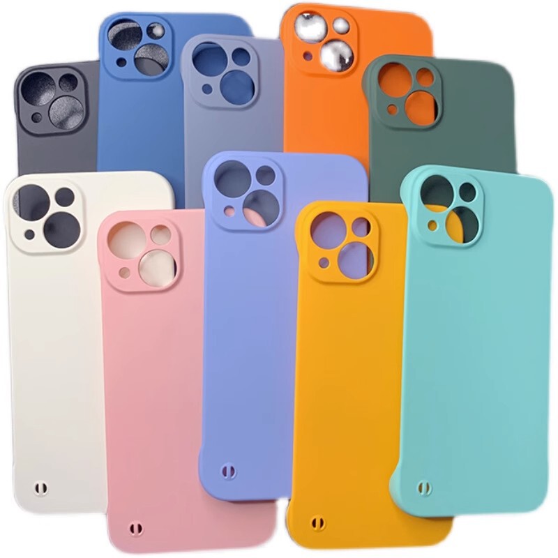 Iphone15Proフレームレス携帯電話ケース適用アップル14PROMAX肌感超薄型PC純色保護カバー|undefined