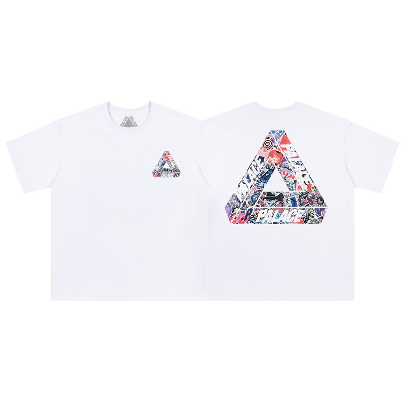 25S Cross-Border Trendy Brand Palace British-Style Trendy Brand Triangle Print Unisex Couple Loose Round Neck Short-Sleeve T-Shirt in Stock