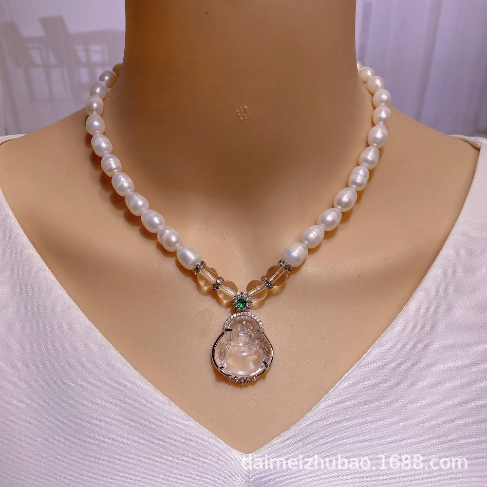 淡水珍珠项链带吊坠正品珍珠颈链中国风高级气质锁骨链送妈妈礼物