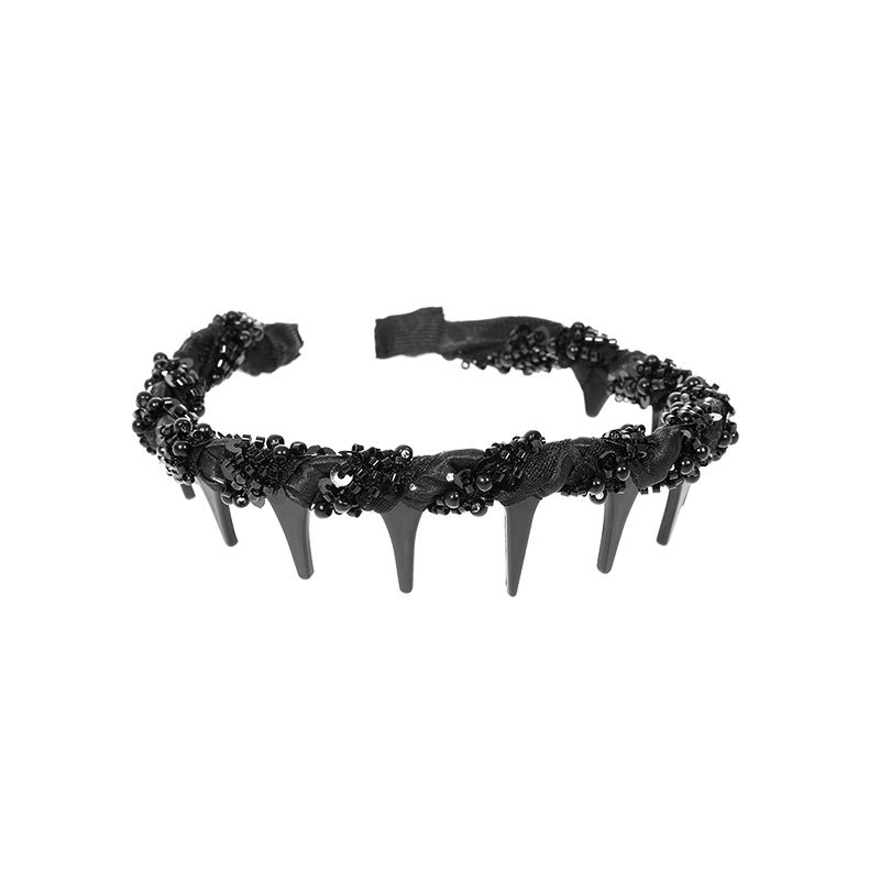 Diadema de ondas de perlas de hilo de malla de estilo de ballet para mujer 2025 nueva diadema de cabeza alta dulce fuera de todo fósforo horquilla