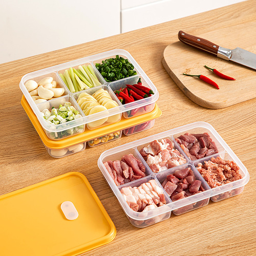Sealed compartment kitchen food storage box transparent food-grade vegetable frozen meat repackaging refrigerator storage box