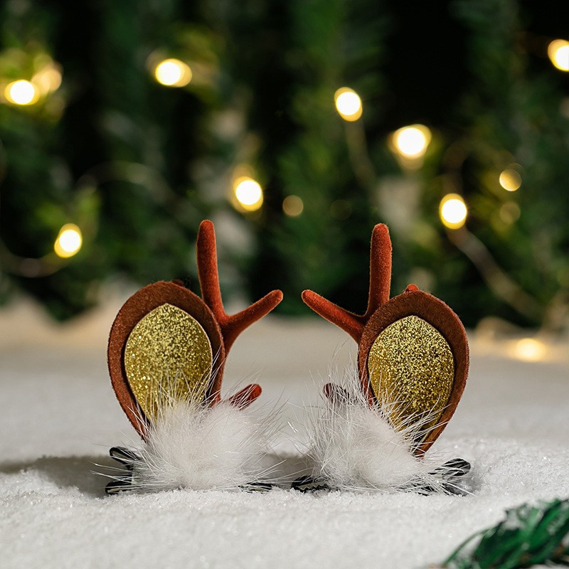 Adorable cabello de Navidad corno de ciervo cinco estrellas cabeza de banda de cabello de Navidad para niños corpos de cabello de decoración accesorios clipes de cabello