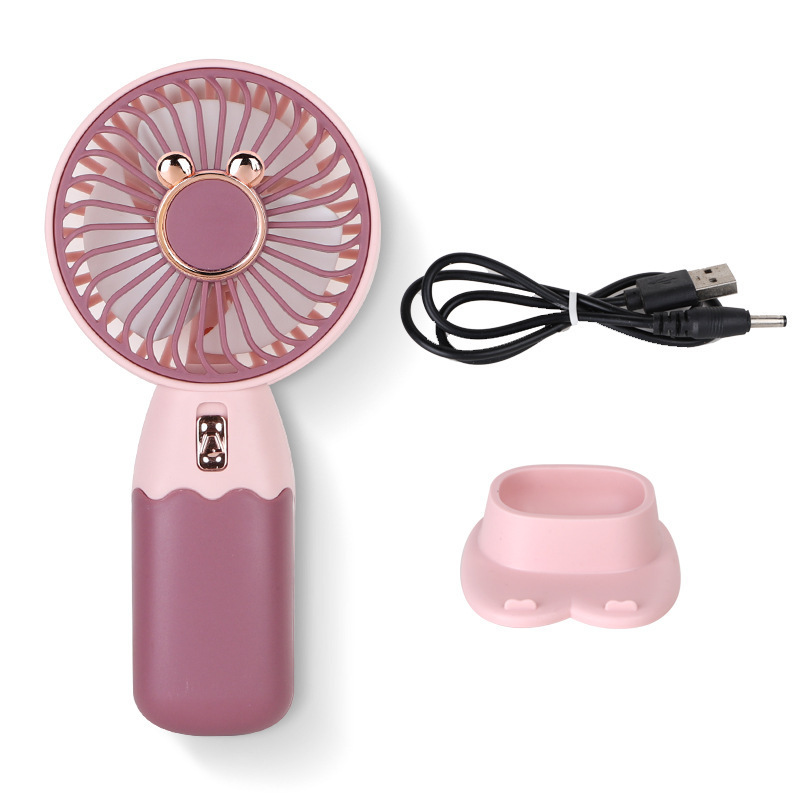 新しい小さな花ハンドヘルドファンミニポータブルデスクトップフルーツ小型ファンスタンド USB 充電ギフト|undefined