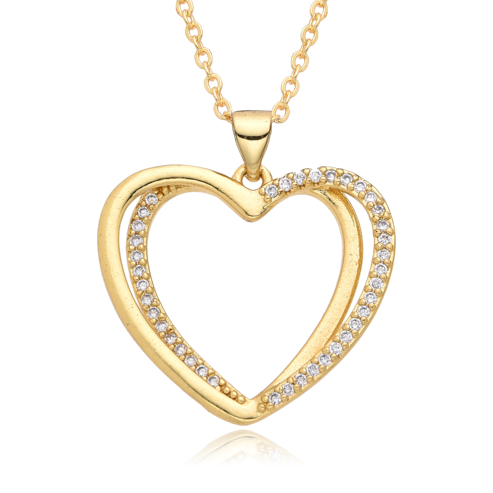 8g Weight 18K Gold Plated Plating Material Copper Pendant Material Pendant Necklace Classification Copper Chain Material 1 Piece Quantity Date, Tea Party Occasion Copper Material Heart Shape Pattern Women's Gender Sweet, Simple Style Style Copper 18K Gold Plated Heart Shape Pendant Necklace 4