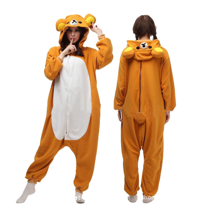 Onesie Rilakkuma Cartoon Animal One-Piece Pajamas Couple Autumn and Winter Home Halloween Cross-Border Rilakkuma