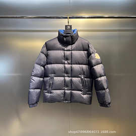 跨境正确版本蒙家25FW新款袖边大LOGO徽章立领羽绒服保暖OS版型