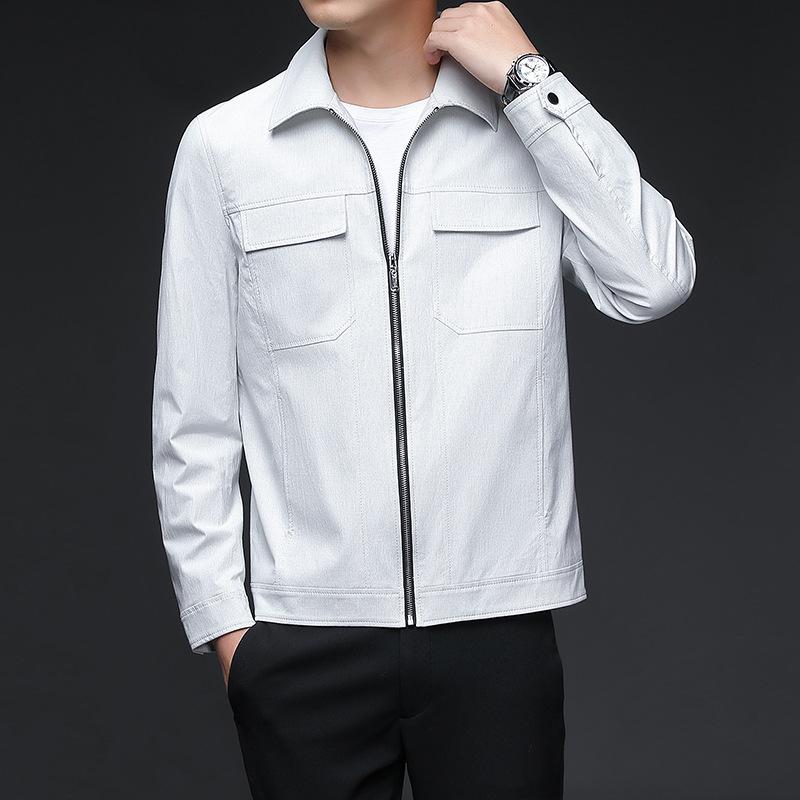 Kişi yaxalıqlı jaket, düz rəngli, cibli, yaz-payız üçün