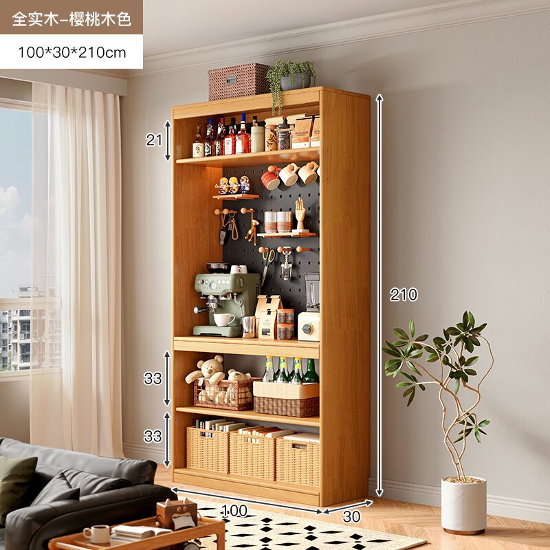 Estantes de madera sólida estantería de almacenamiento de piso para sala de estar integrado toda la pared armario de almacenamiento armario casero de color nuez