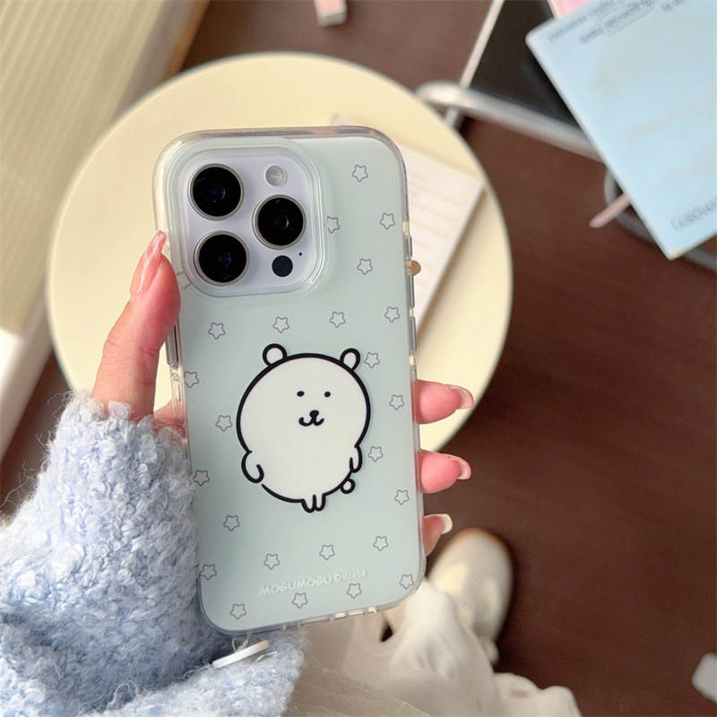 Pequeño oso de estrella verde menta fresca para iPhone16ProMax Apple 15Pro nueva pareja 14/13