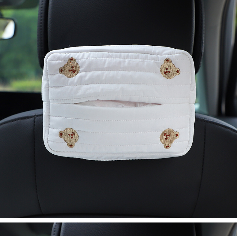 Cartoon Fabric Car Tissue Box Car Seat Back-Mounted Tissue Box Multi-Functional Car Interior Supplies DIY