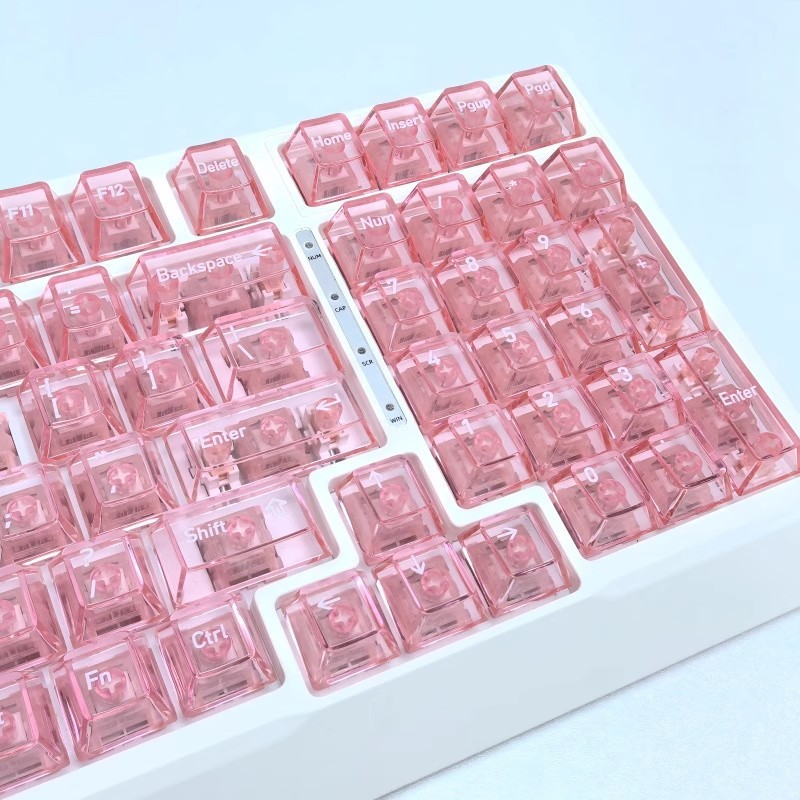 スポット卸売ピンク透明小型フルセット DIY カスタマイズされたメカニカル キーボード PC キーキャップ - オリジナル高さ 119 キー|undefined