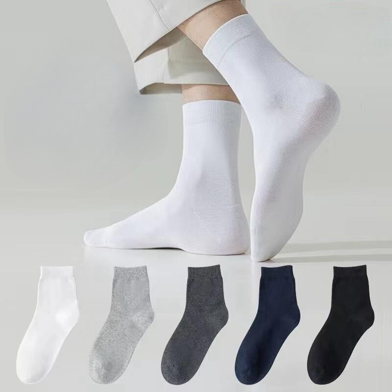 純綿の靴下の男性の秋冬のタイプの中筒の靴下は白色のビジネスの靴下を防臭します。|undefined