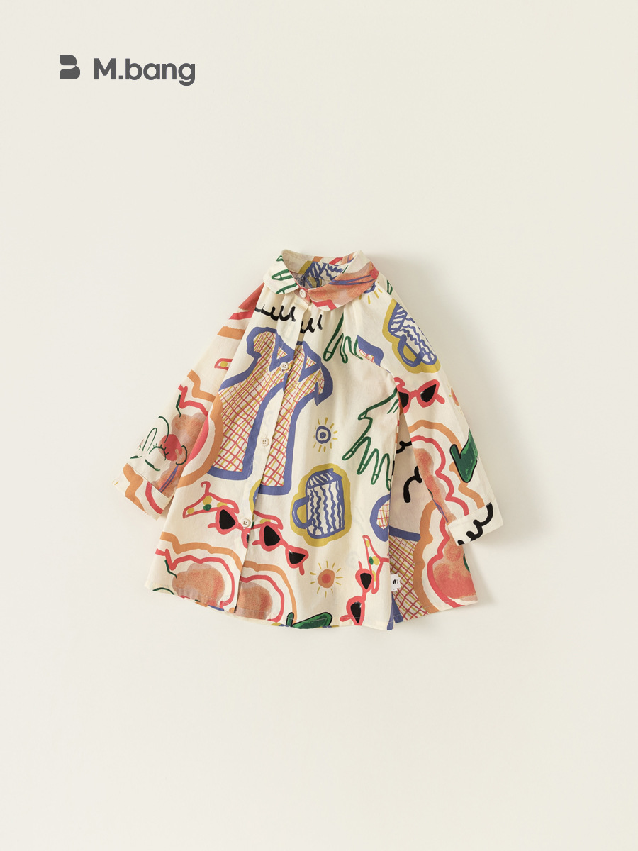 Youbao ropa para niños primavera y otoño ocio niñas lindo vestido de camisa de graffiti falda para niños vestido para niños QQ22065