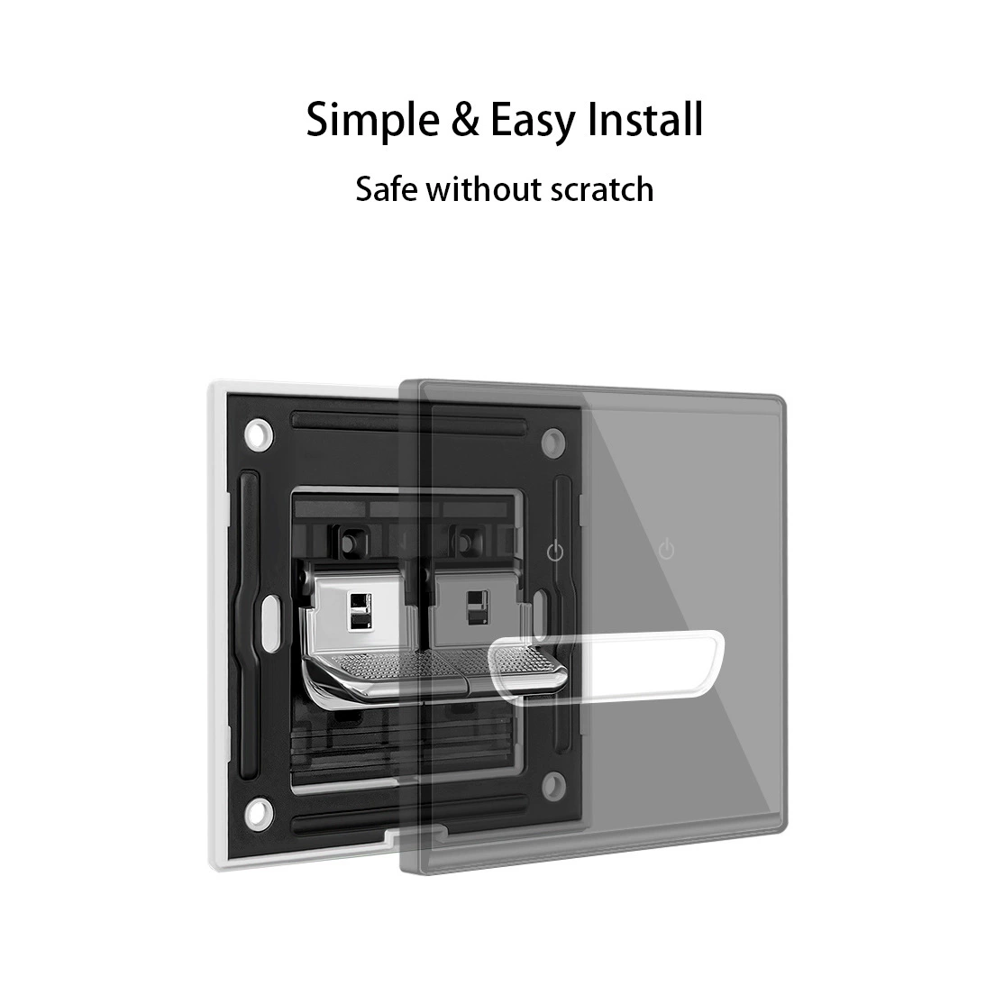 Стеклянная панель выключателя Wallpad Black, квадратная сенсорная панель во французском стиле, 1–4 группы