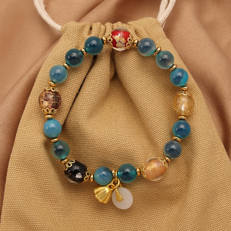 블루 슈가 하트 연꽃 팔찌