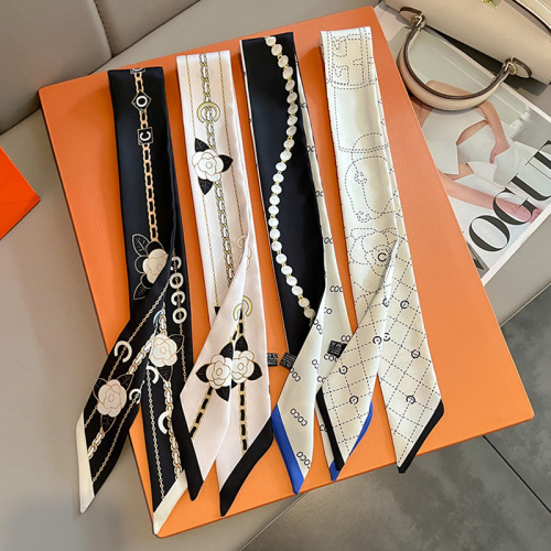 Long small silk scarf belt, women's hairband, versatile, high-end, thin, spring and autumn style, matching shirt, ribbon, French streamer