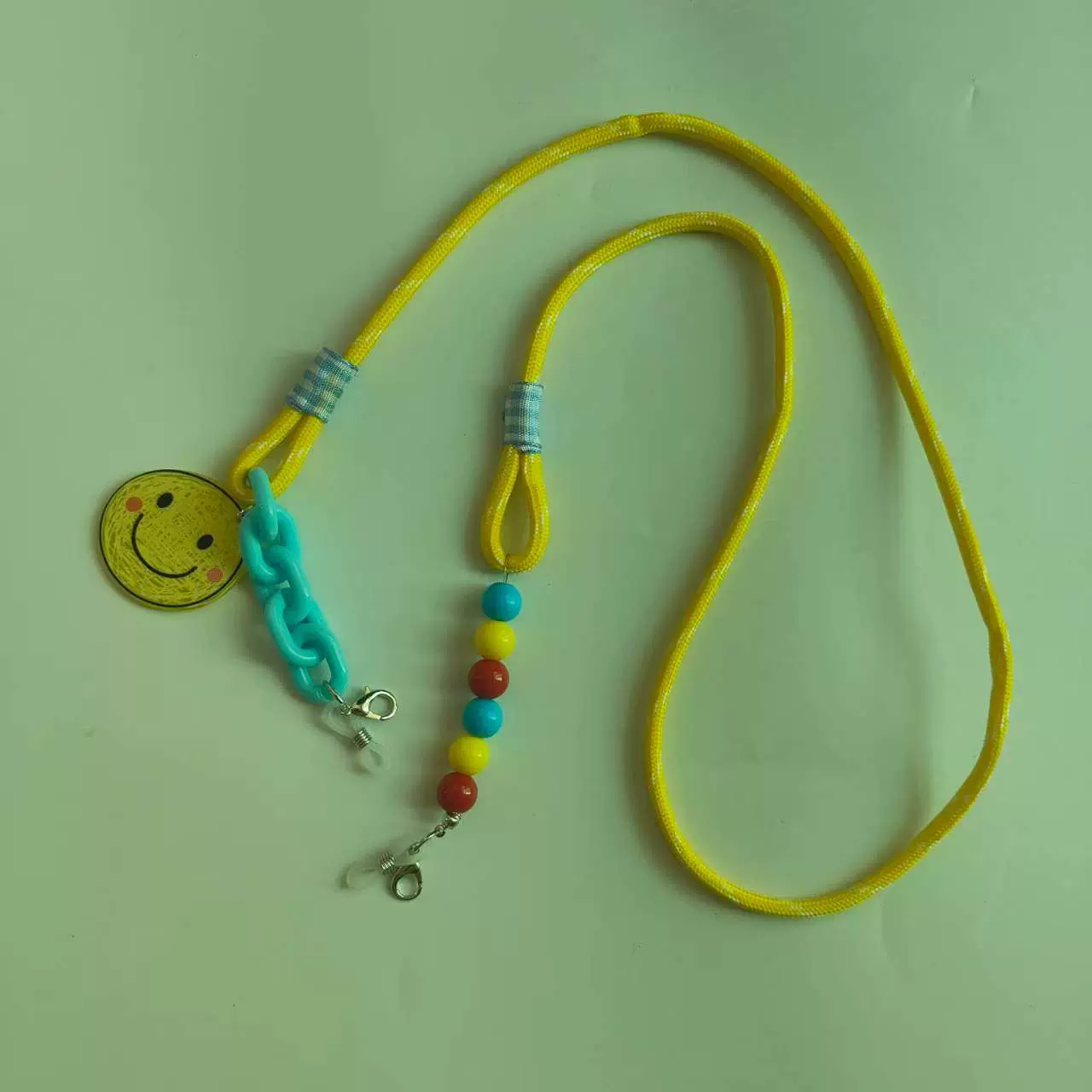 新款儿童卡通笑脸脖挂绳防丢眼镜链口罩链便携可爱多用挂件配饰
