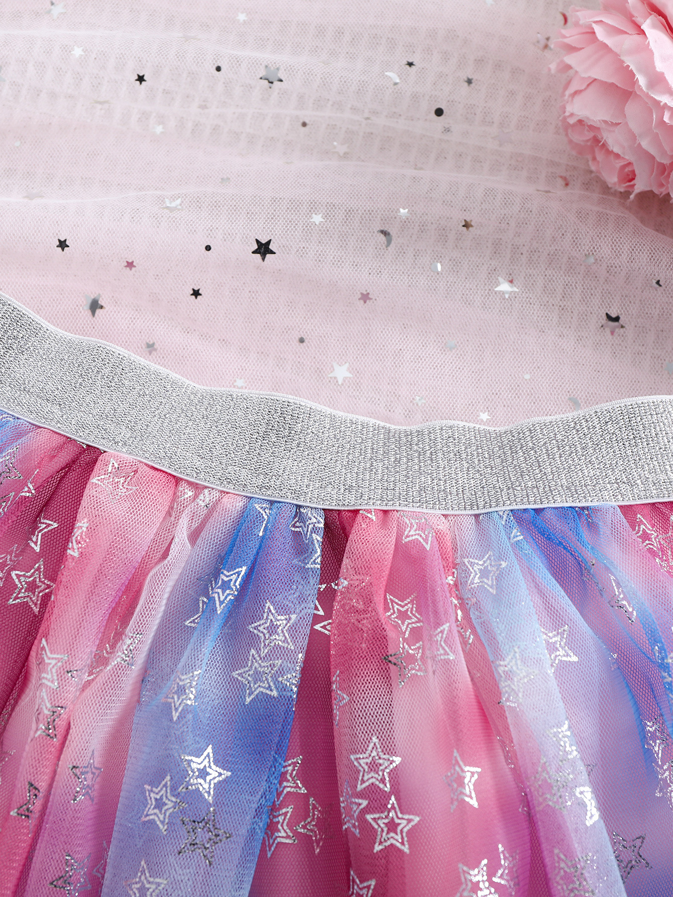 Nuevo vestido de malla de estrella de color gradiente, vestido de cumpleaños para niñas, vestido de Tutu, vestido de corset universal