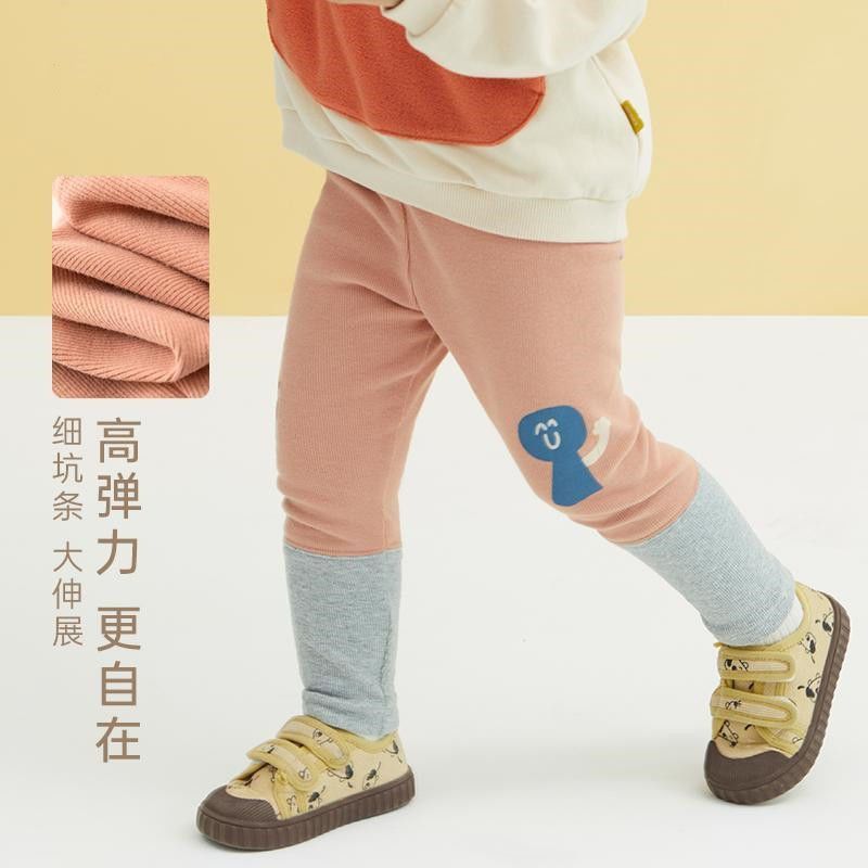 【云朵棉】春秋季新款宝宝拼接打底裤男女童洋气弹性休闲裤子耐用|undefined