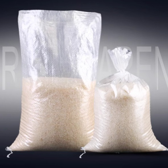Venta al por mayor blanco transparente bolsa tejida mijo arroz embalaje bolsa comida vegetal serpiente bolsa de arroz color impresión LOGO