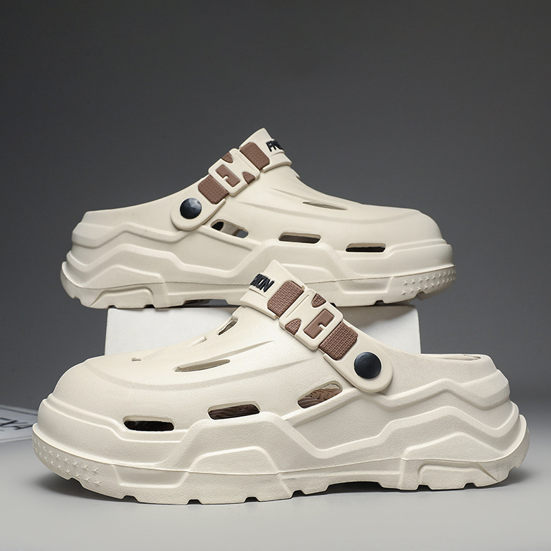 Men's Summer New Thick-Soled Non-Slip Comfortable Sandals for Casual Outdoor Wear, Beach Eva Closed-Toe Slippers