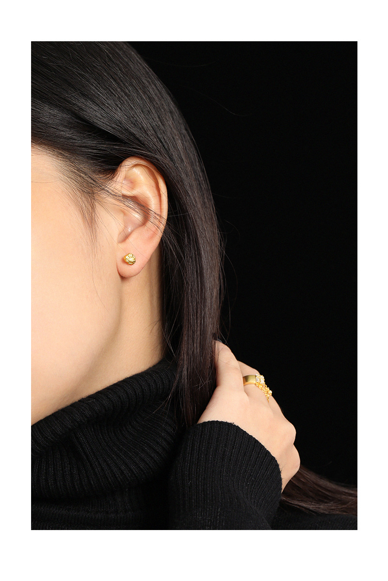 Plating Craft Korean Irregular Concave-convex Lava S925 Sterling Silver Earrings