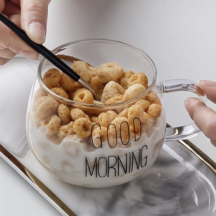 Large Borosilicate Glass Milk Oatmeal Mug Temperature Resistant_voghion.com