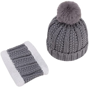 Factory Direct Supply of Customized New Warm, Fashionable and Skin-Friendly Lamb Wool Lining Baby Knitted Hat and Scarf Kit
