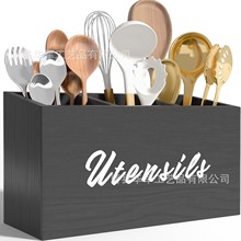木质餐具收纳盒实木锅铲储物盒桌面筷子勺子收纳盒分格刀叉木盒