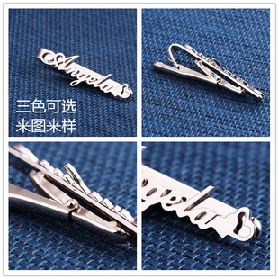 925 sterling silver tie clip making fashion personality men's commemorative gift name lettering silver tie clip wholesale