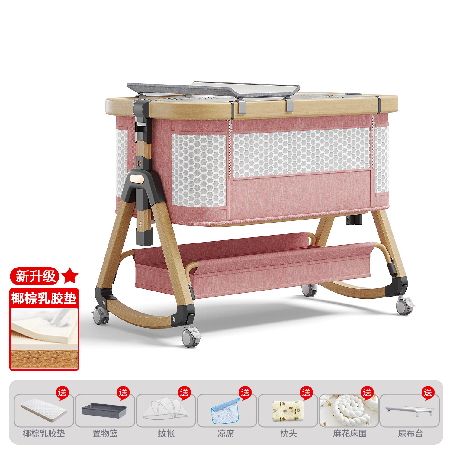 Cama de bebé móvil portátil cuna cama plegable multifuncional BB cama para recién nacidos empalme cama grande