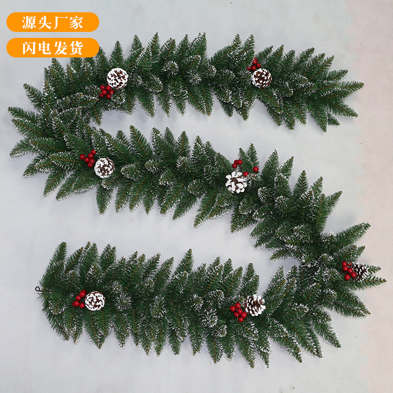 Transfronterizo directo de fábrica decoración de Navidad al aire libre decorativo artificial guirnalda PVC señaló blanco cifrado decorativo Ratán