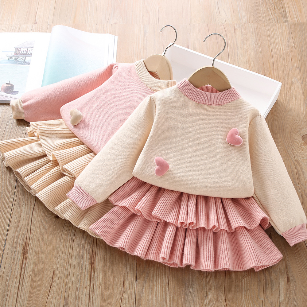 540g Weight Kids Clothing Sets Children's Clothing Type Long Sleeve Sleeve Length Polyacrylonitrile Fiber Fabric Type Skirt Sets Sets Type 2 Pieces Set Quantity Holiday, Banquet, Daily Occasion Round Neck Neckline Regular Fit Fit Type Heart Shape, Solid Color Pattern Winter, Spring, Autumn Season Girl'S Gender Casual, Elegant, Simple Style Style Casual Elegant Simple Style Heart Shape Solid Color Polyacrylonitrile Fiber Girls Clothing Sets 无