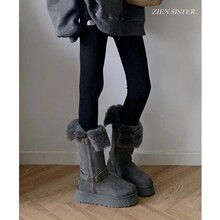 桑坡厚底灰色雪地靴女款2025新款冬季加绒加厚短长筒高筒棉鞋靴子