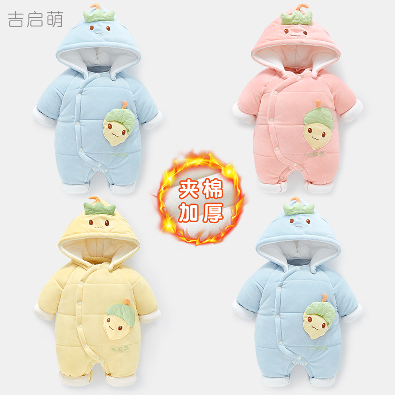 Baby overcoat otoño y invierno ropa de recién nacidos niños y niñas afuera de algodón cálido y grueso ropa de invierno bebé