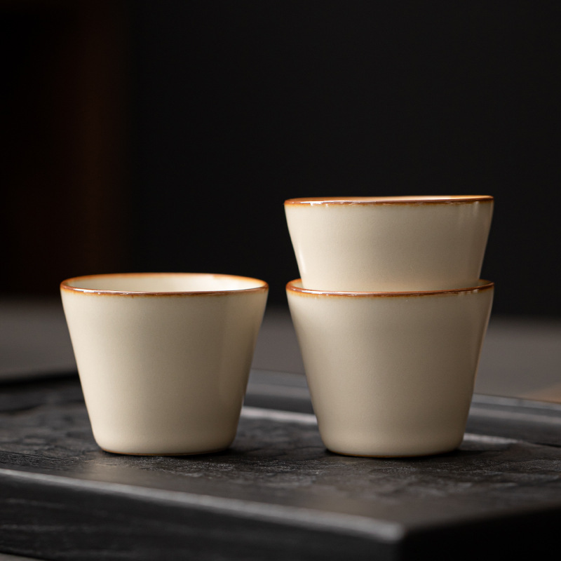 세라믹 시음 컵 차 마스터 컵 Ru Kiln Kung Fu 컵 티 보울 오프닝 동반 선물 인쇄 로고