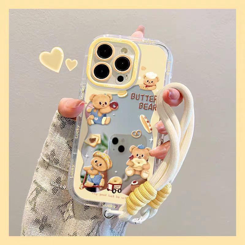 黄油小熊适用iPhone17苹果15镜面手机壳14/13ProMax/XR小米华为|undefined