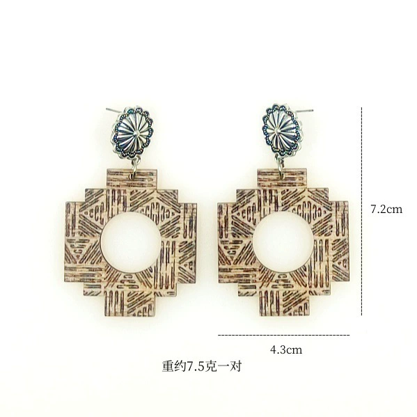 (Cross-border trading), джинсовые деревянные ретро серьги, европейский стиль, Aliexpress