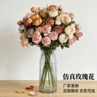 1688高仿真度仿真玫瑰批发_逼真花束货源