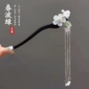 Chinese hairpin white jade with tassels