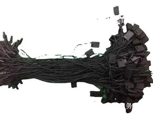 Factory single black and white universal clothing dangle bead dangle cord label cord square head plastic round dangle bead