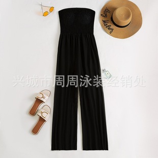 Factory price direct supply cross-border new trousers multi-needle pleated loose wide trousers holiday style beach pants Amazon hot sale