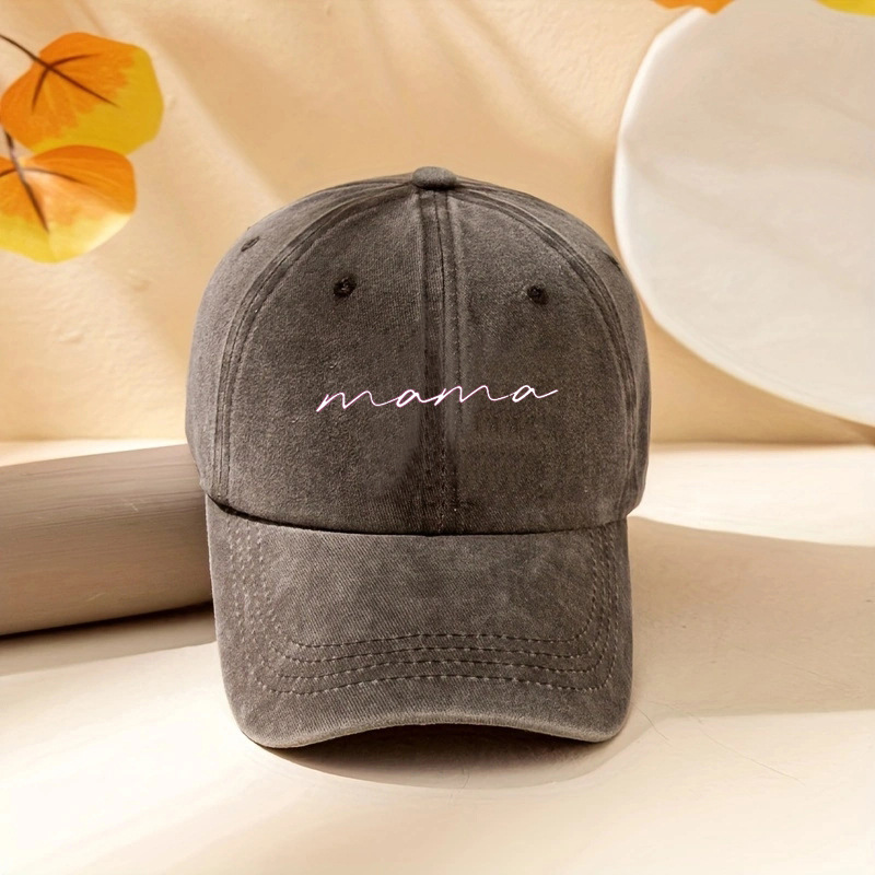 Cotton Material Letter Pattern Summer, Spring Season Unisex Basic Retro Letter Embroidery Curved Eaves Baseball Cap