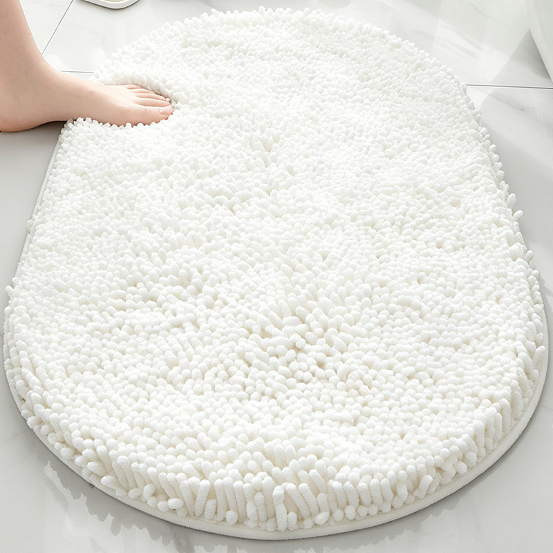 Alfombra absorbente de baño de chenilla ovalada Alfombra de pie de puerta de baño Alfombra antideslizante de entrada de baño Alfombra de dormitorio