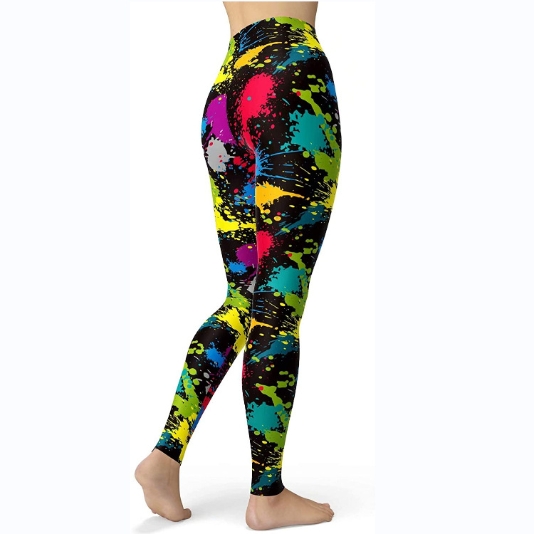 Abbigliamento da donna multicolore stampato slim fit fianchi sollevamento snellente grandi dimensioni corsa yoga fitness leggings_voghion.com
